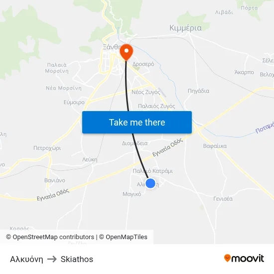 Αλκυόνη to Skiathos map