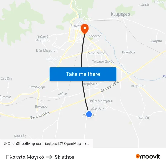 Πλατεία Μαγικό to Skiathos map