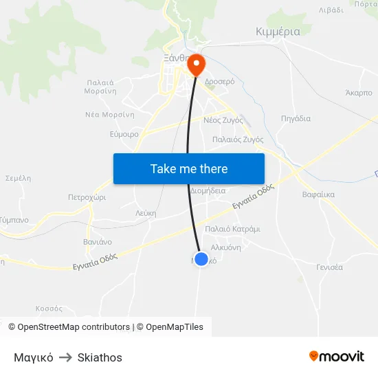 Magiko to Skiathos map