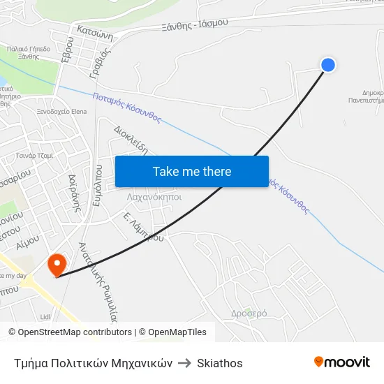 Τμήμα Πολιτικών Μηχανικών to Skiathos map