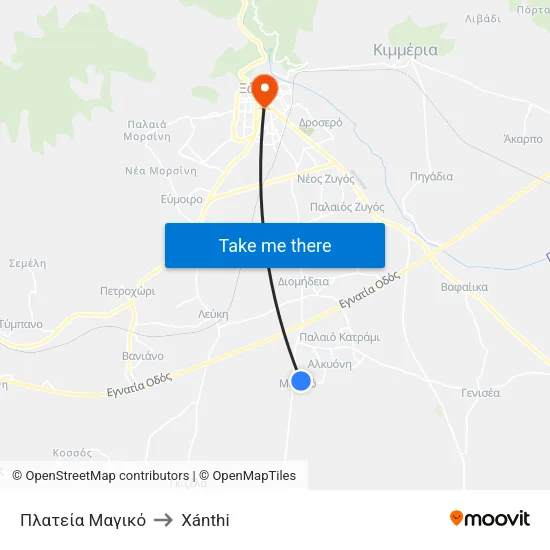 Πλατεία Μαγικό to Xánthi map