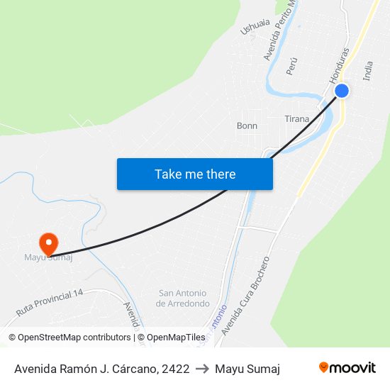 Avenida Ramón J. Cárcano, 2422 to Mayu Sumaj map
