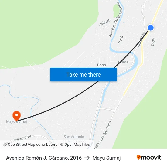 Avenida Ramón J. Cárcano, 2016 to Mayu Sumaj map