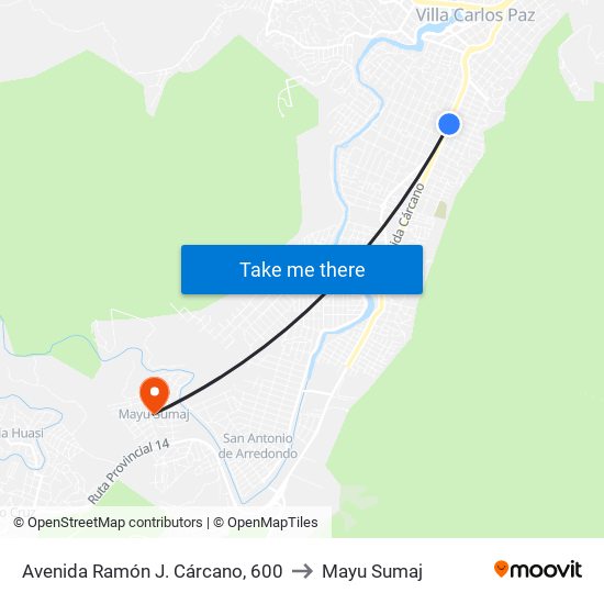 Avenida Ramón J. Cárcano, 600 to Mayu Sumaj map