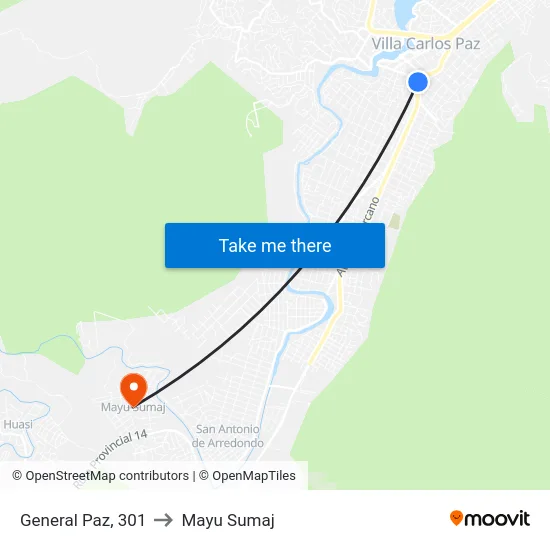 General Paz, 301 to Mayu Sumaj map