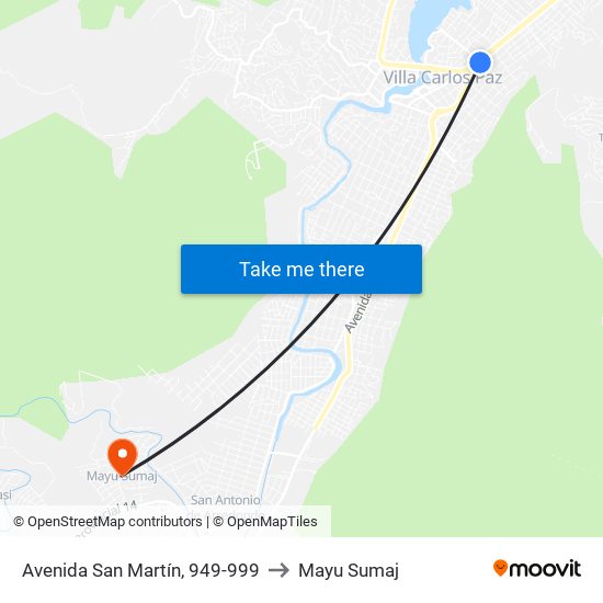 Avenida San Martín, 949-999 to Mayu Sumaj map