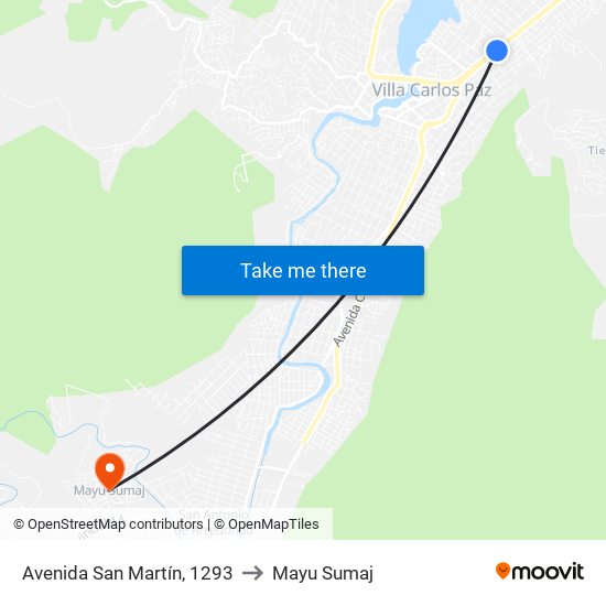 Avenida San Martín, 1293 to Mayu Sumaj map