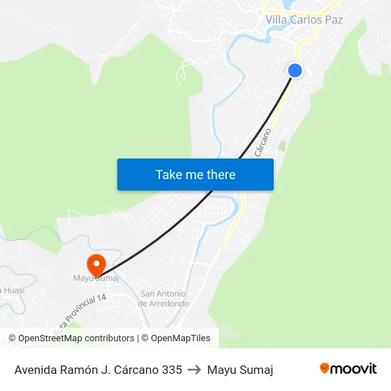 Avenida Ramón J. Cárcano 335 to Mayu Sumaj map