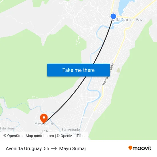 Avenida Uruguay, 55 to Mayu Sumaj map