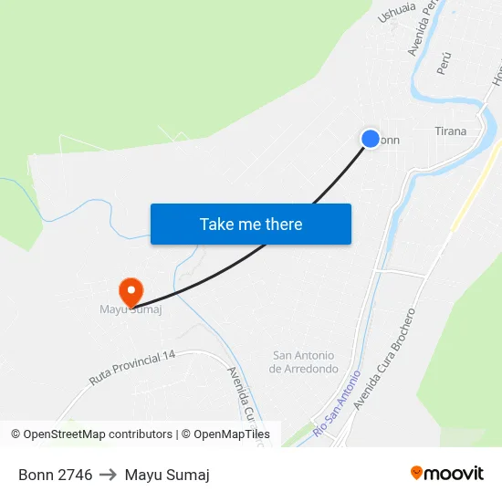 Bonn 2746 to Mayu Sumaj map