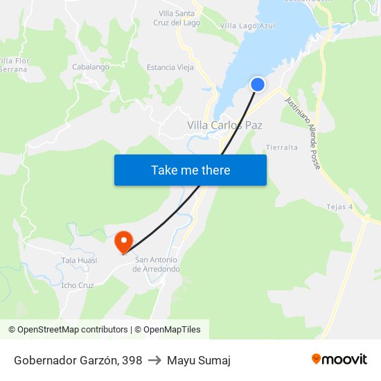 Gobernador Garzón, 398 to Mayu Sumaj map