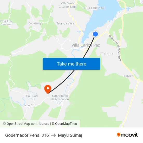 Gobernador Peña, 316 to Mayu Sumaj map