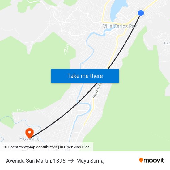 Avenida San Martín, 1396 to Mayu Sumaj map