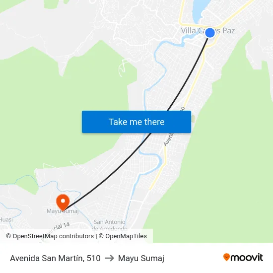 Avenida San Martín, 510 to Mayu Sumaj map