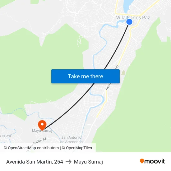 Avenida San Martín, 254 to Mayu Sumaj map