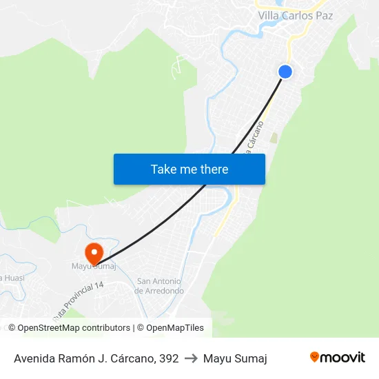 Avenida Ramón J. Cárcano, 392 to Mayu Sumaj map