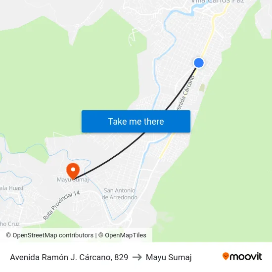 Avenida Ramón J. Cárcano, 829 to Mayu Sumaj map