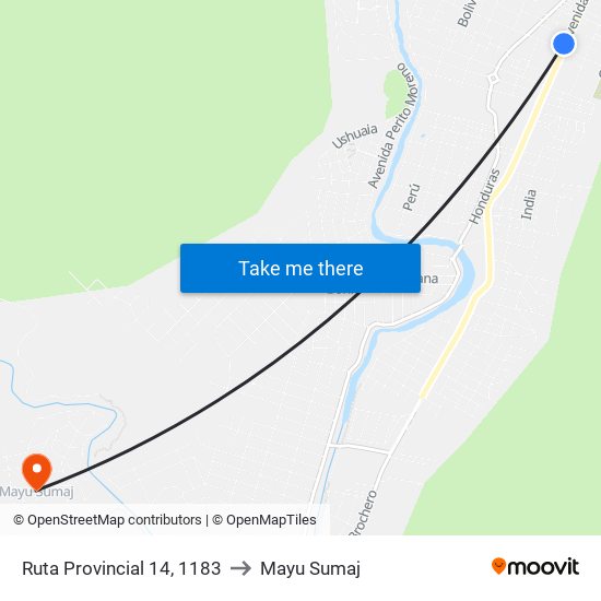 Ruta Provincial 14, 1183 to Mayu Sumaj map