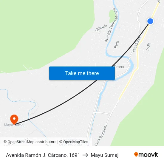Avenida Ramón J. Cárcano, 1691 to Mayu Sumaj map