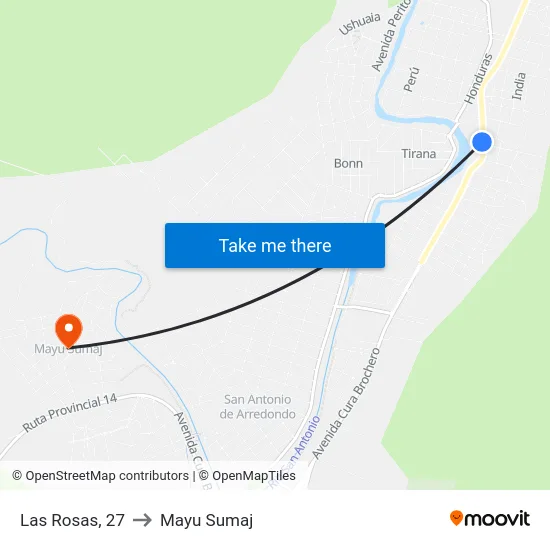 Las Rosas, 27 to Mayu Sumaj map