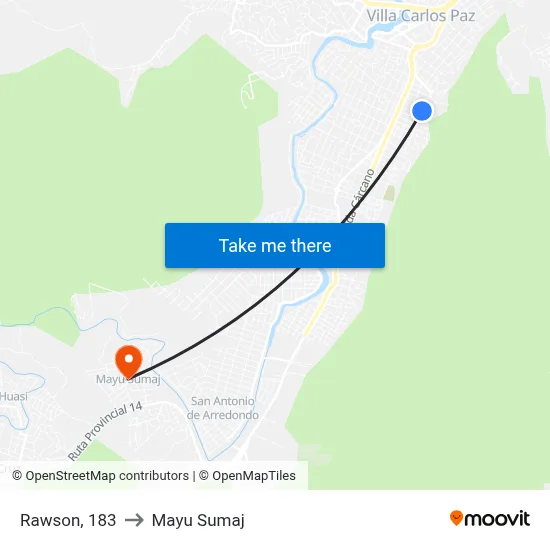 Rawson, 183 to Mayu Sumaj map