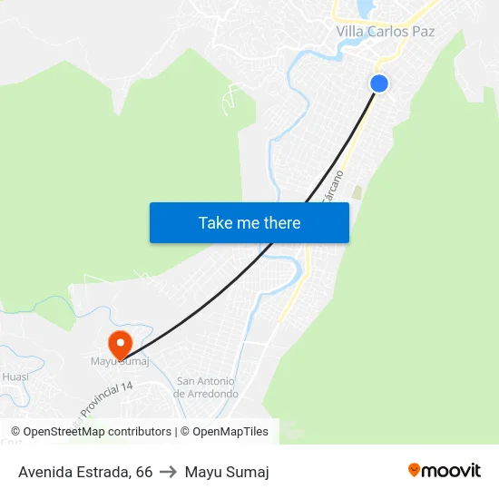 Avenida Estrada, 66 to Mayu Sumaj map