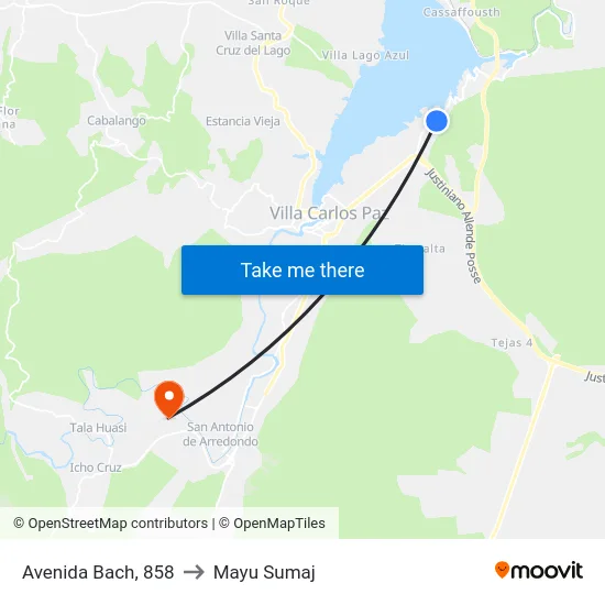 Avenida Bach, 858 to Mayu Sumaj map