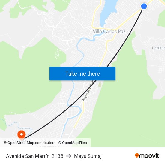 Avenida San Martín, 2138 to Mayu Sumaj map