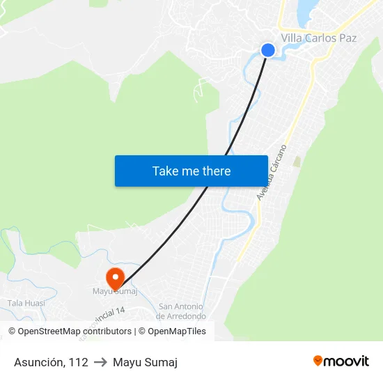 Asunción, 112 to Mayu Sumaj map