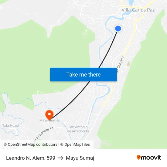 Leandro N. Alem, 599 to Mayu Sumaj map