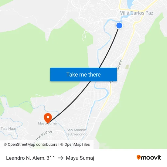 Leandro N. Alem, 311 to Mayu Sumaj map