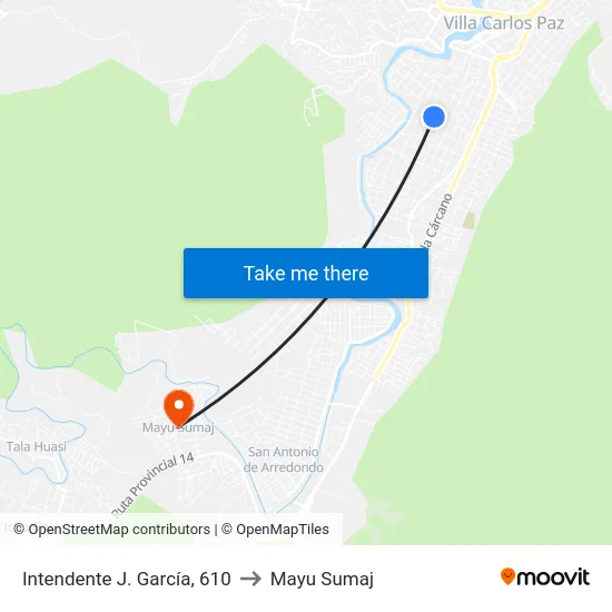 Intendente J. García, 610 to Mayu Sumaj map