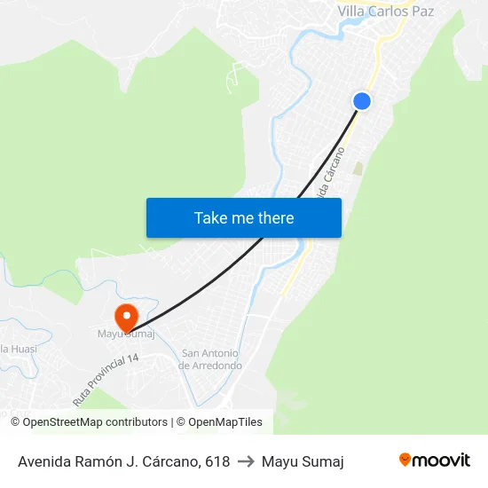 Avenida Ramón J. Cárcano, 618 to Mayu Sumaj map