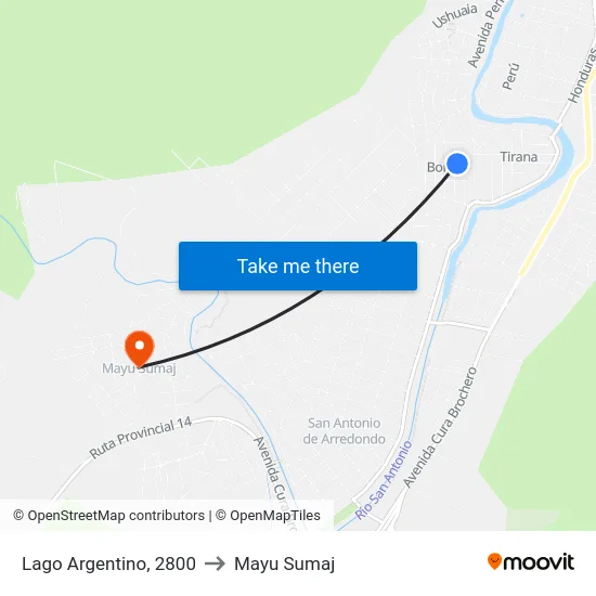 Lago Argentino, 2800 to Mayu Sumaj map