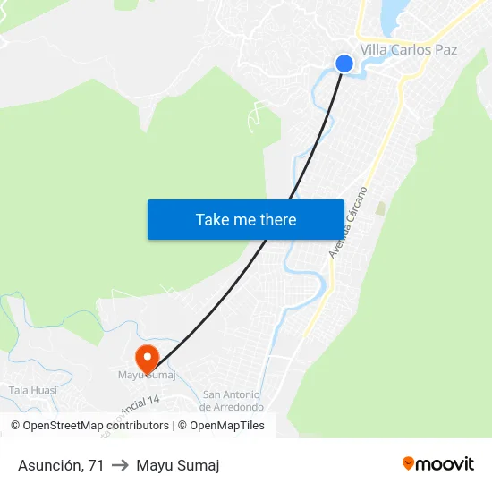 Asunción, 71 to Mayu Sumaj map