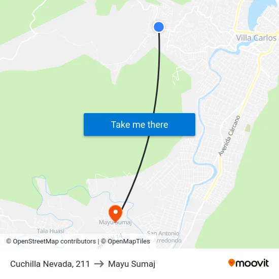 Cuchilla Nevada, 211 to Mayu Sumaj map