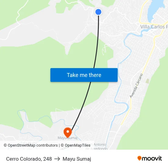 Cerro Colorado, 248 to Mayu Sumaj map