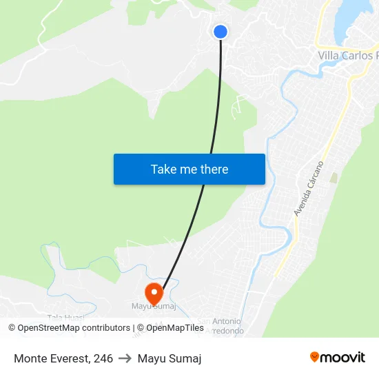 Monte Everest, 246 to Mayu Sumaj map