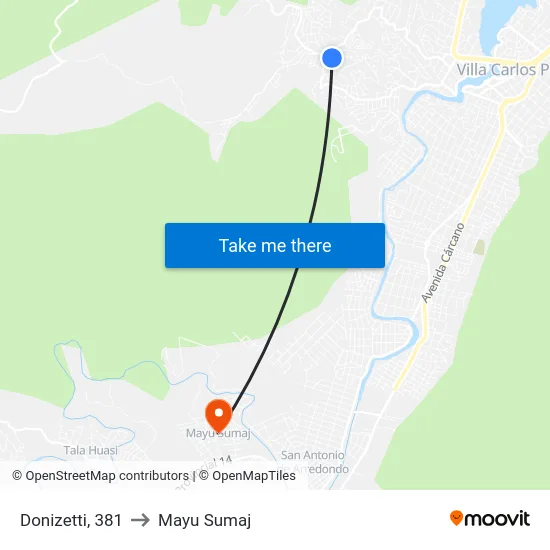 Donizetti, 381 to Mayu Sumaj map
