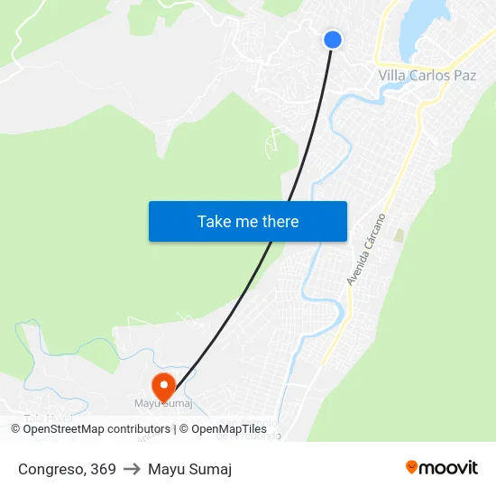 Congreso, 369 to Mayu Sumaj map