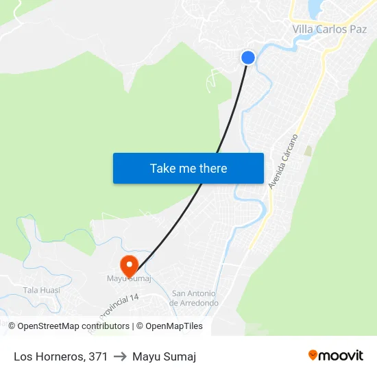 Los Horneros, 371 to Mayu Sumaj map