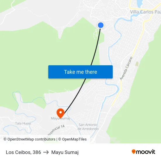 Los Ceibos, 386 to Mayu Sumaj map