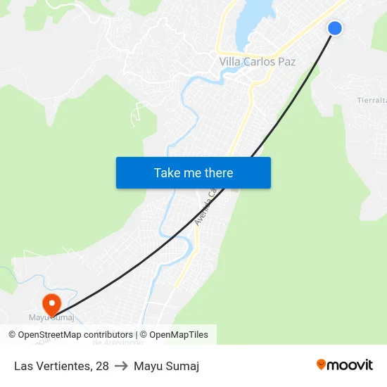 Las Vertientes, 28 to Mayu Sumaj map