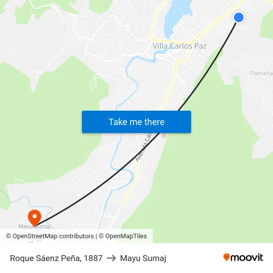 Roque Sáenz Peña, 1887 to Mayu Sumaj map