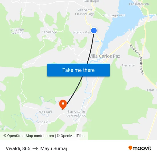 Vivaldi, 865 to Mayu Sumaj map