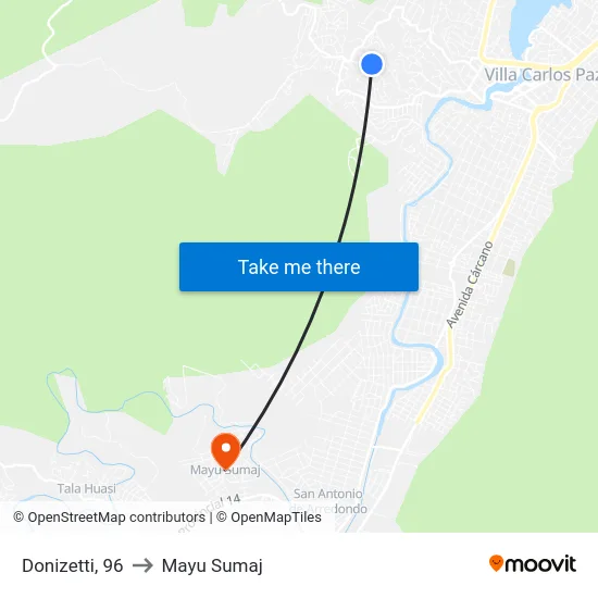 Donizetti, 96 to Mayu Sumaj map