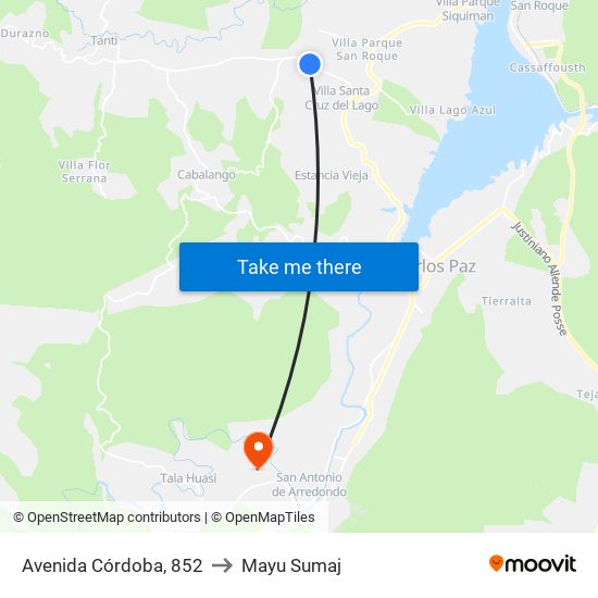 Avenida Córdoba, 852 to Mayu Sumaj map