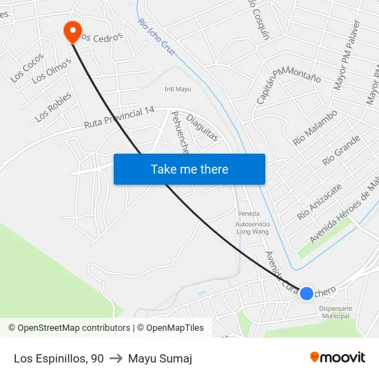 Los Espinillos, 90 to Mayu Sumaj map
