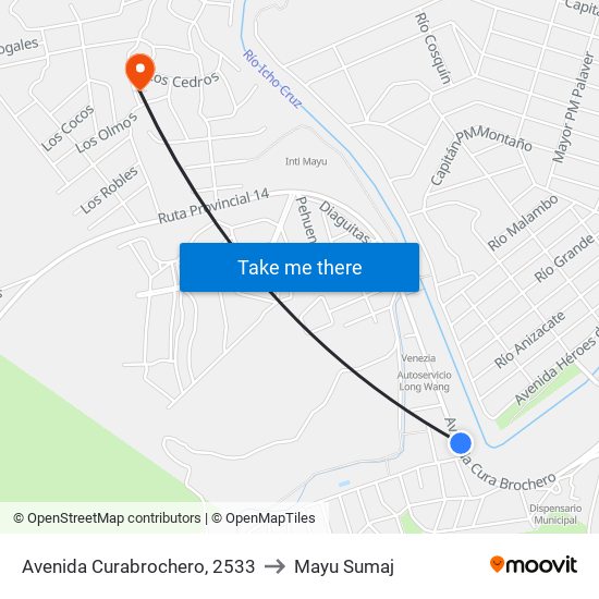 Avenida Curabrochero, 2533 to Mayu Sumaj map