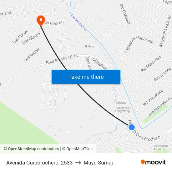 Avenida Curabrochero, 2533 to Mayu Sumaj map